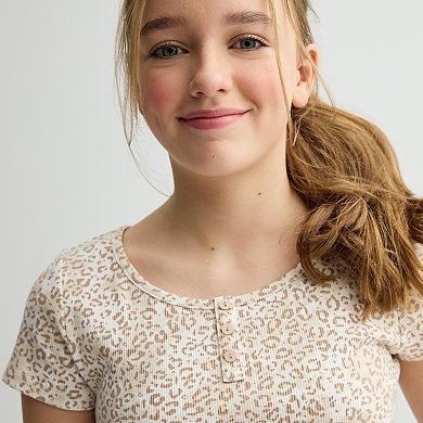Girls 6-20 SO® Short Sleeve Henley Top in Regular & Plus Size
