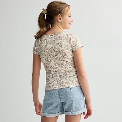 Girls 6-20 SO® Short Sleeve Henley Top in Regular & Plus Size