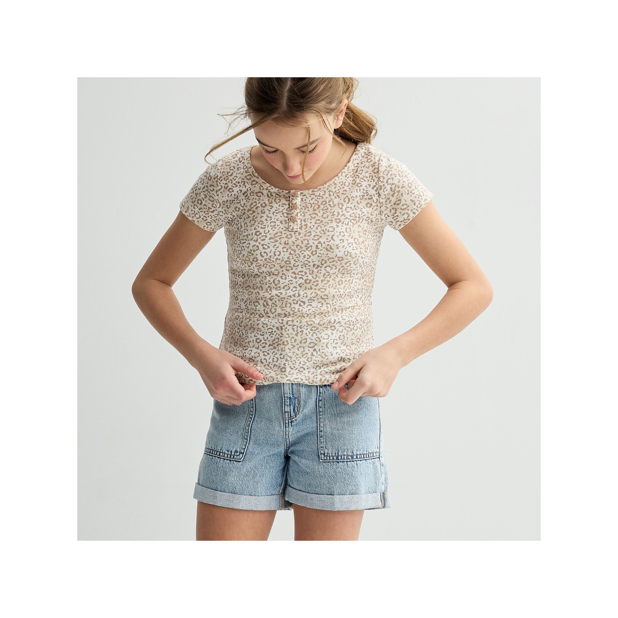 Girls 6-20 SO® Short Sleeve Henley Top in Regular & Plus Size, Girls, Siz