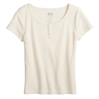 Girls 6-20 SO® Short Sleeve Henley Top in Regular & Plus Size