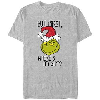 Big & Tall Dr. Seuss Grinch But First, Where's My Gift Graphic Tee
