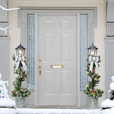 Puleo International 2-pc. 4-ft. Pre-Lit Artificial Lamp Posts & Decorative Pot Set