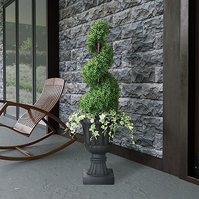 Puleo International 52-in. Topiary Spiral Boxwood Artificial Tree Floor Decor