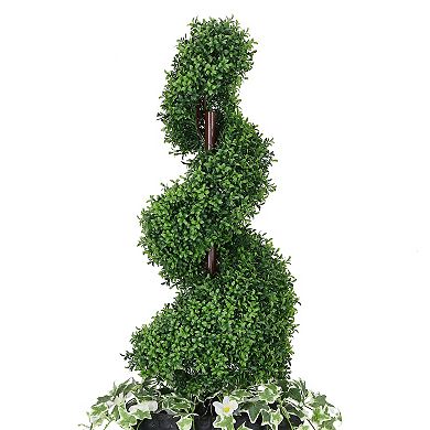 Puleo International 52-in. Topiary Spiral Boxwood Artificial Tree Floor Decor