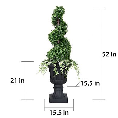 Puleo International 52-in. Topiary Spiral Boxwood Artificial Tree Floor Decor