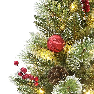 PULEO INTERNATIONAL 4' Pre-Lit Potted Artificial Adorned Christmas Tree