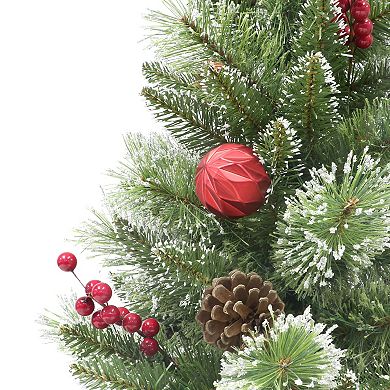 PULEO INTERNATIONAL 4' Pre-Lit Potted Artificial Adorned Christmas Tree
