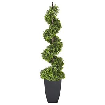 Puleo International 5 ft. Topiary Spiral Boxwood Artificial Tree