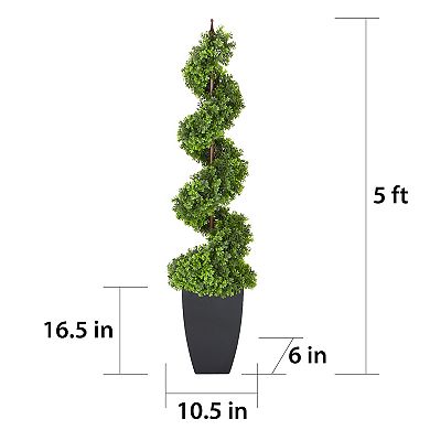 Puleo International 5 ft. Topiary Spiral Boxwood Artificial Tree