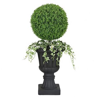 Puleo International 41 in Topiary Boxwood Artificial Tree Floor Decor