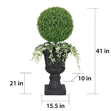 Puleo International 41-in. Topiary Boxwood Artificial Tree Floor Decor