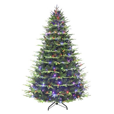 Puleo International 7.5' Pre-Lit Alaskan Winter Fir Tree