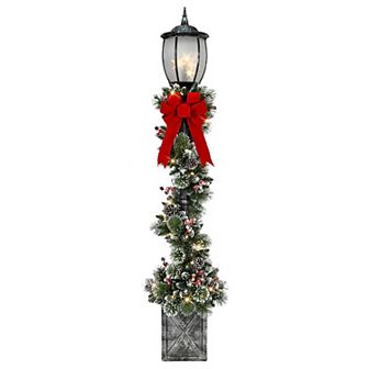 PULEO INTERNATIONAL 7' Pre-Lit Potted Lamp Post