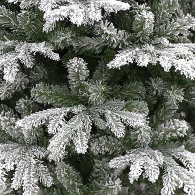 PULEO INTERNATIONAL 7.5' Pre-Lit Flocked Alaskan Winter Fir Tree