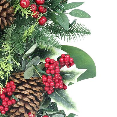 PULEO INTERNATIONAL Pre-Lit Decorated Artificial Wreath