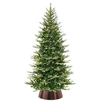 Puleo International 7.5' Pre-Lit Slim Chatham Spruce Artificial Christmas Tree & Matching Skirt