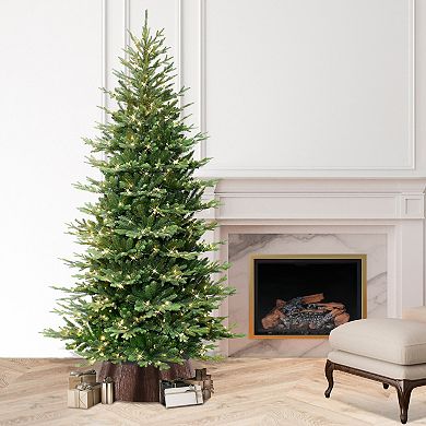 Puleo International 7.5' Pre-Lit Slim Chatham Spruce Artificial Christmas Tree & Matching Skirt