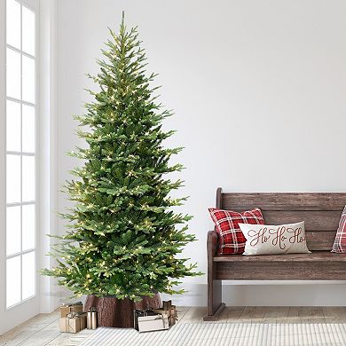 Puleo International 7.5' Pre-Lit Slim Chatham Spruce Artificial Christmas Tree & Matching Skirt