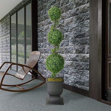 Puleo International 60-in. Topiary Triple Ball Boxwood Artificial Tree Floor Decor