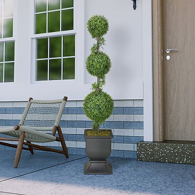 Puleo International 60-in. Topiary Triple Ball Boxwood Artificial Tree Floor Decor