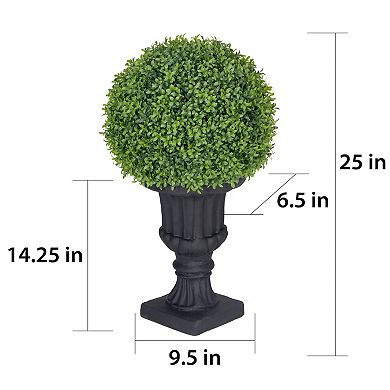 Puleo International 25" Single Ball Topiary Boxwood Artificial Tree