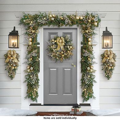 PULEO INTERNATIONAL Pre-Lit Gold Decorated Artificial Garland