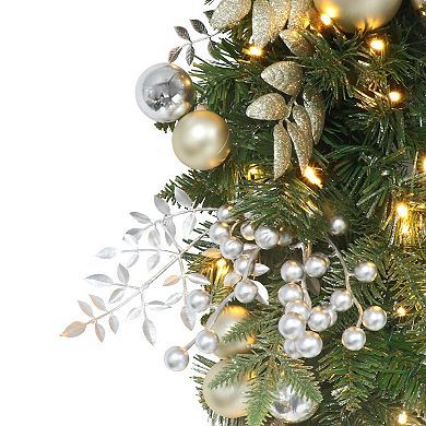 PULEO INTERNATIONAL Pre-Lit Gold Decorated Artificial Garland