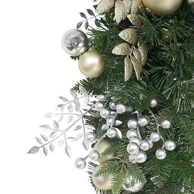 PULEO INTERNATIONAL Pre-Lit Gold Decorated Artificial Garland