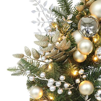 PULEO INTERNATIONAL Pre-Lit Decorated Artificial Wreath