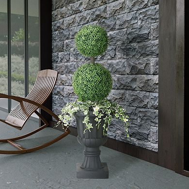 PULEO INTERNATIONAL 48-in. Topiary Boxwood Artificial Tree Floor Decor