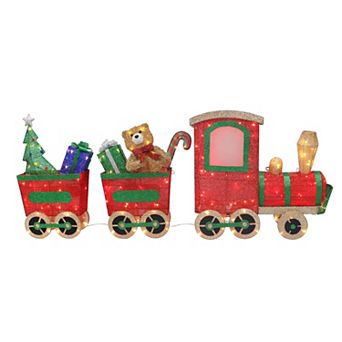 Puleo International Lighted Outdoor Wire Frame Train & Presents