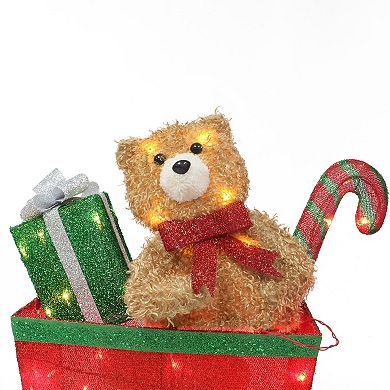 Puleo International Lighted Outdoor Wire Frame Train & Presents