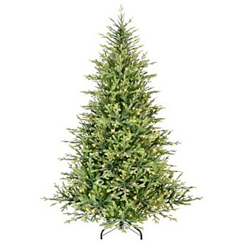 PULEO INTERNATIONAL 7.5' Pre-Lit Miracle Shape Alberta Spruce Artificial Christmas Tree