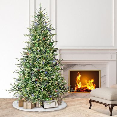 PULEO INTERNATIONAL 7.5' Pre-Lit Miracle Shape Alberta Spruce Artificial Christmas Tree