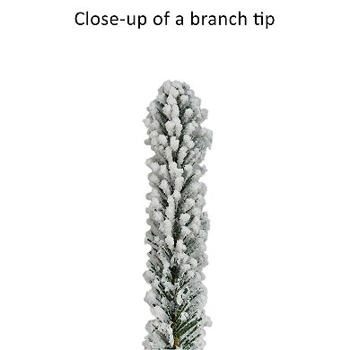 Puleo International 7.5' Pre-Lit Flocked Franklin Fir Artificial Christmas Tree & Matching Skirt