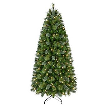 Puleo International 6.5' Pre-Lit Slim Teton Pine Artificial Christmas Tree