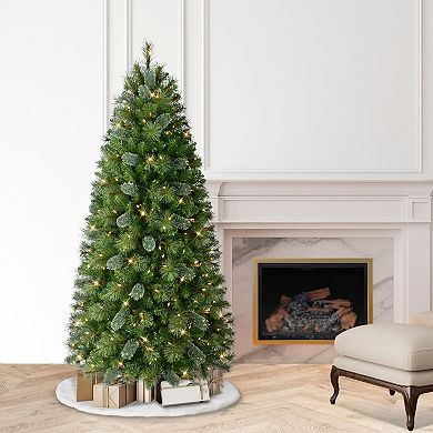 Puleo International 6.5' Pre-Lit Slim Teton Pine Artificial Christmas Tree
