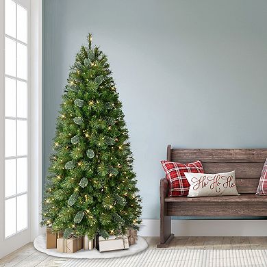 Puleo International 6.5' Pre-Lit Slim Teton Pine Artificial Christmas Tree