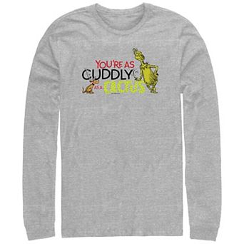 Men's Dr. Seuss Grinch Cuddly As A Cactus Long Sleeve Graphic Tee