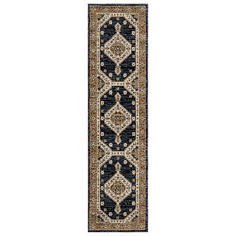 StyleHaven Alexander Vintage Center Medallion Blue/Orange Area or Throw Rug