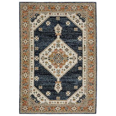 StyleHaven Alexander Vintage Center Medallion Blue/Orange Area or Throw Rug