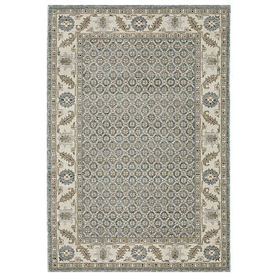 StyleHaven Alexander Bordered Floral Medallions Blue/Ivory Area Throw Rug