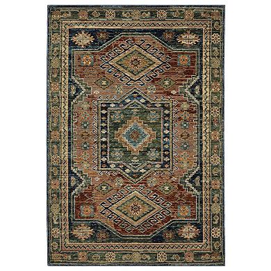 StyleHaven Alexander Tribal Bohemian Grey/Green Area or Throw Rug
