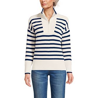 Petite Lands' End Drifter Quarter-Zip Pullover Sweater