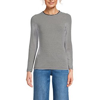Petite Lands' End Lightweight Jersey Skimming Long Sleeve Crewneck T-shirt