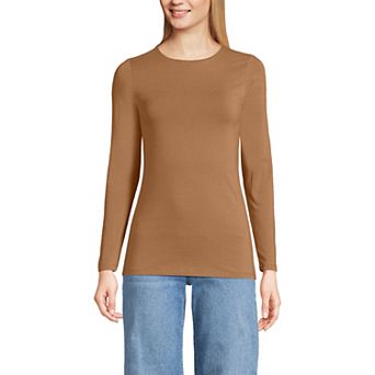 Petite Lands' End Lightweight Jersey Skimming Long Sleeve Crewneck T-shirt