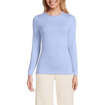 Petite Lands' End Lightweight Jersey Skimming Long Sleeve Crewneck T-shirt