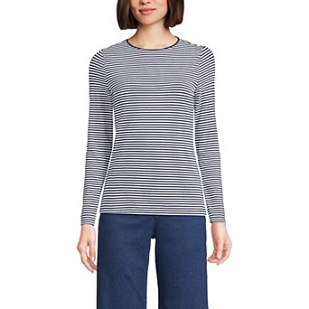 Petite Lands' End Lightweight Jersey Skimming Long Sleeve Crewneck T-shirt