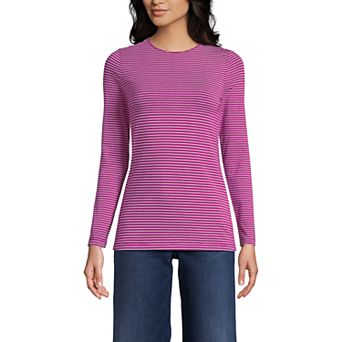 Petite Lands' End Lightweight Jersey Skimming Long Sleeve Crewneck T-shirt