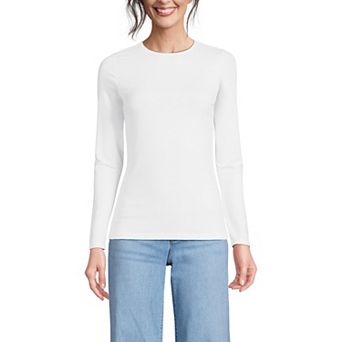 Petite Lands' End Lightweight Jersey Skimming Long Sleeve Crewneck T-shirt